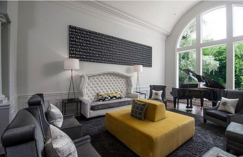 Gri oturma odası dekorasyonları