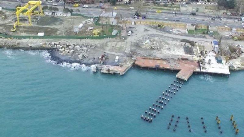 Kabataş sahilinde çalışmalar sürüyor