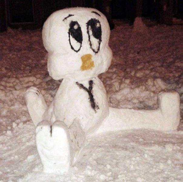 Kardan yapılan ilginç heykeller 