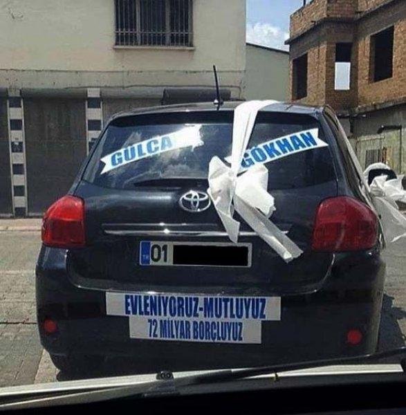 İlginç gelin arabası yazıları 