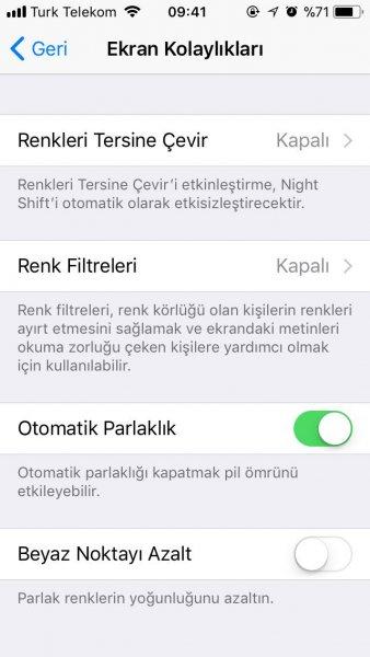 İOS 11'de karanlık ekran sorunu çözüm yolu