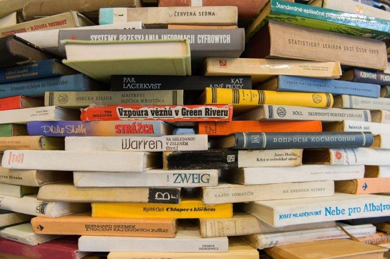 Sanatçı Matej Kren kitaplardan kule inşa etti 