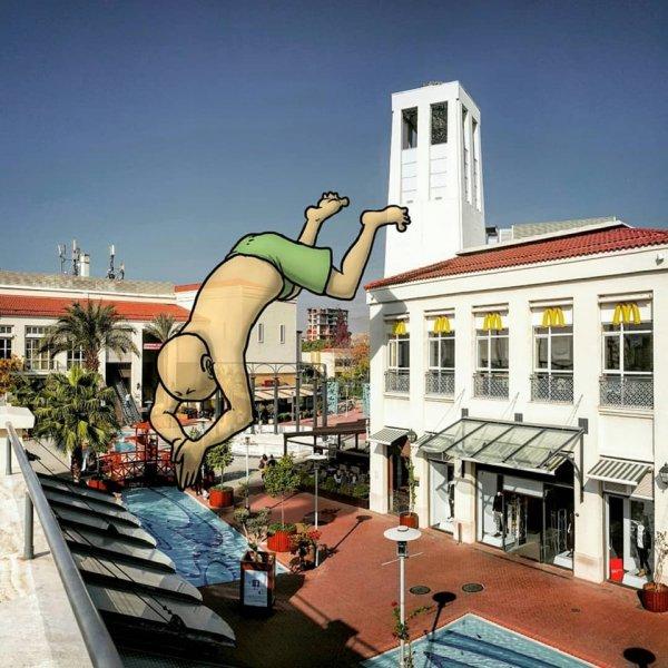 Dev illüstrasyonlarla sokak sanatı 