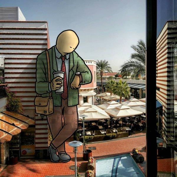 Dev illüstrasyonlarla sokak sanatı 