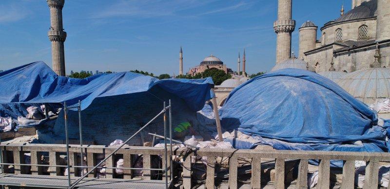Sultanahmet Camii’nde dev restorasyon havadan görüntülendi