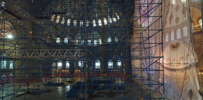 Sultanahmet Camii’nde dev restorasyon havadan görüntülendi