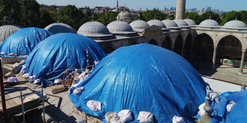 Sultanahmet Camii’nde dev restorasyon havadan görüntülendi