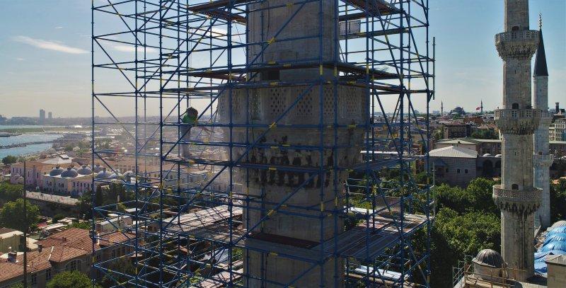 Sultanahmet Camii’nde dev restorasyon havadan görüntülendi