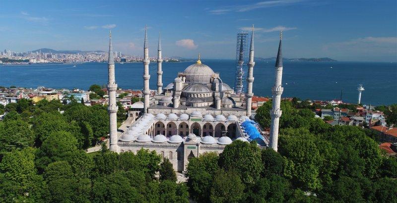 Sultanahmet Camii’nde dev restorasyon havadan görüntülendi