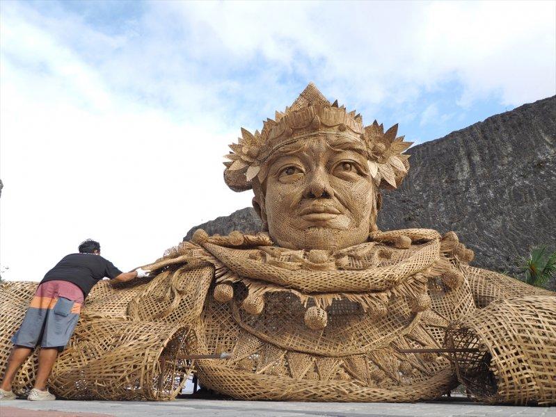 Bali Adası'nda Bambu heykeli