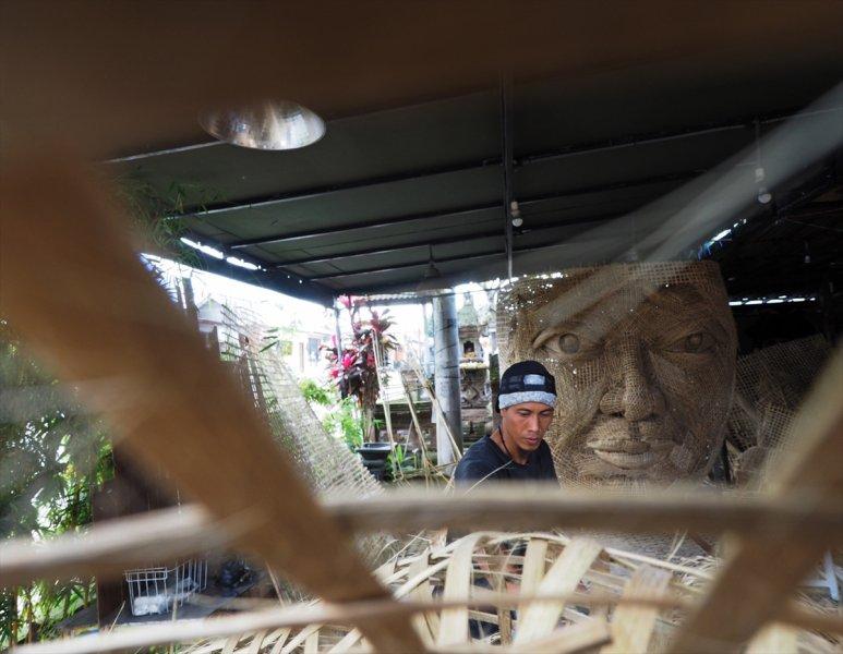 Bali Adası'nda Bambu heykeli