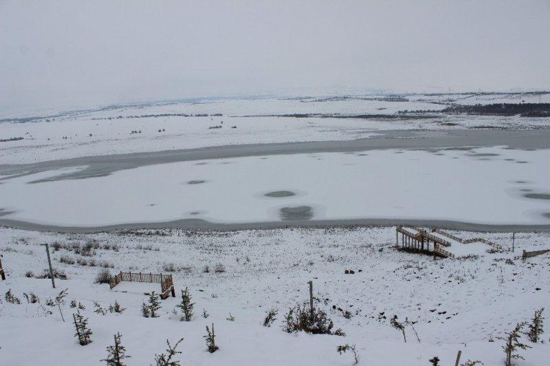 Elazığ’da Cip Barajı soğuk hava yüzünden buz tuttu