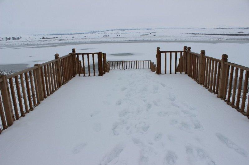 Elazığ’da Cip Barajı soğuk hava yüzünden buz tuttu