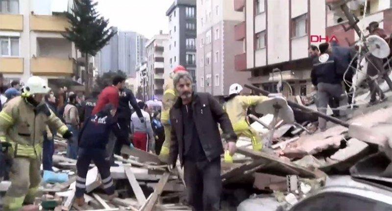 Kartal'da patlama sonrası 8 katlı bina çöktü