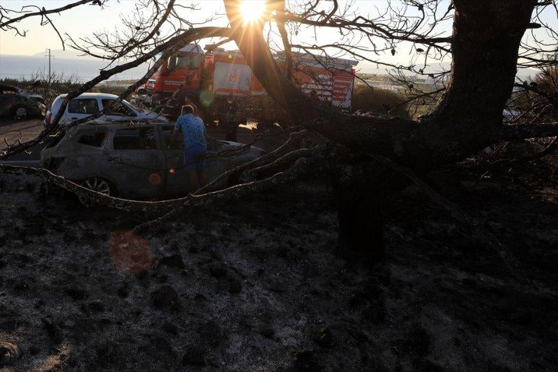 İzmir'de otlukta çıkan yangın, 50 aracı yaktı