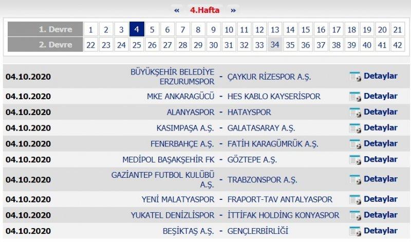 Süper Lig 2020-2021 sezonu fikstürü
