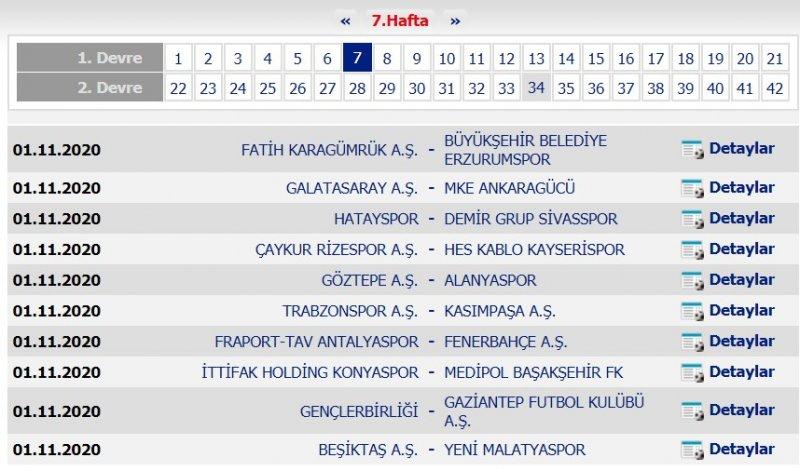 Süper Lig 2020-2021 sezonu fikstürü
