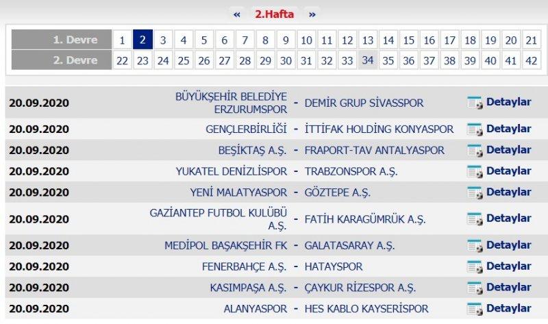 Süper Lig 2020-2021 sezonu fikstürü