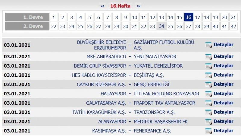 Süper Lig 2020-2021 sezonu fikstürü