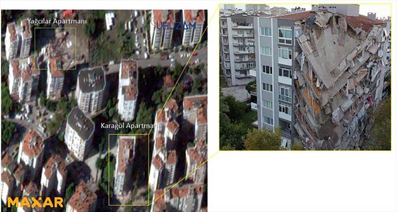 İzmir depreminin ardında bıraktığı yıkım uzaydan görüntülendi
