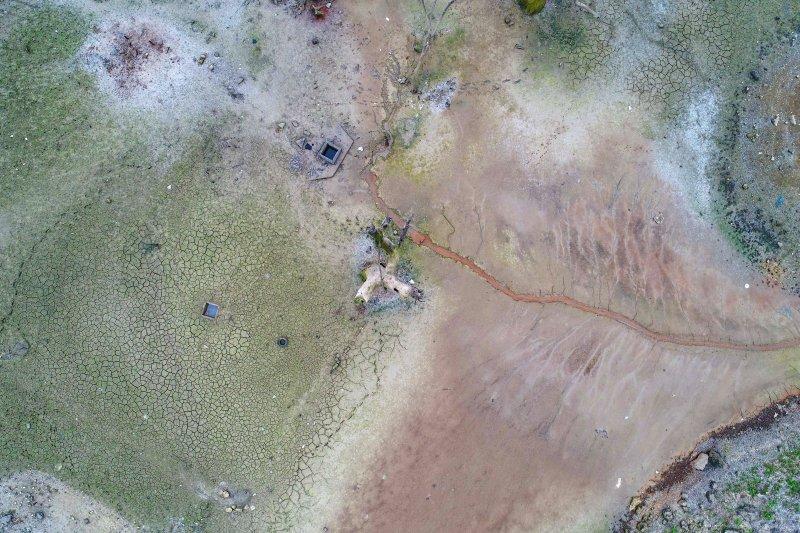 Sazlıdere Barajı’nda sular çekildi