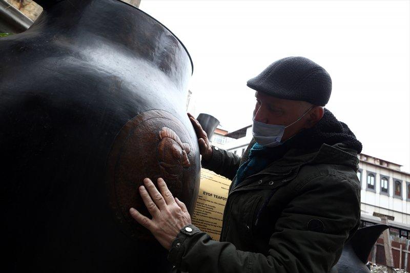 Trabzonlu bakır ustasının devasa ürünleri