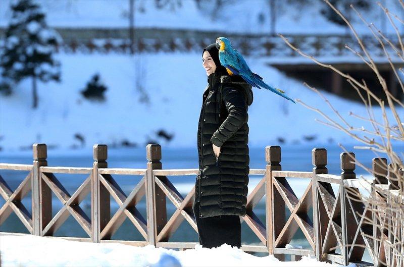 Kar manzaralı Uzungöl, tatilcilerin ilgisini çekti