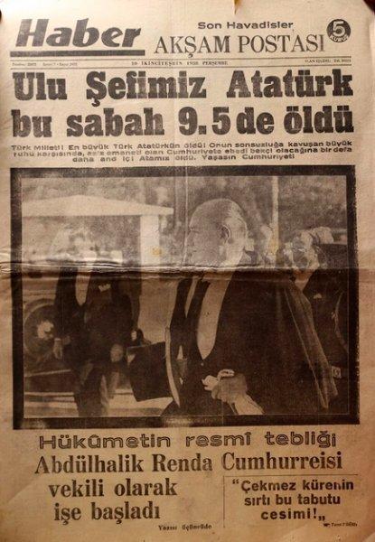 10 Kasım 1938 gazete manşetleri