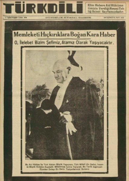 10 Kasım 1938 gazete manşetleri