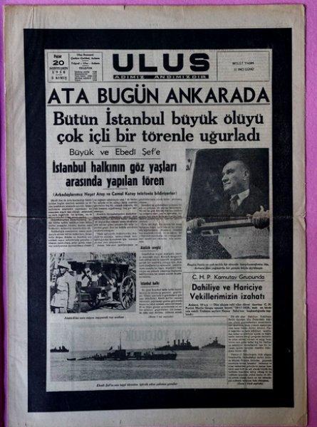 10 Kasım 1938 gazete manşetleri