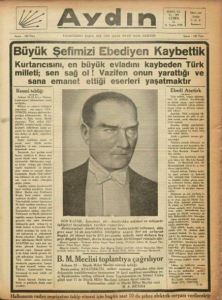 10 Kasım 1938 gazete manşetleri