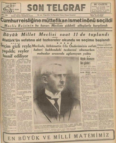 10 Kasım 1938 gazete manşetleri
