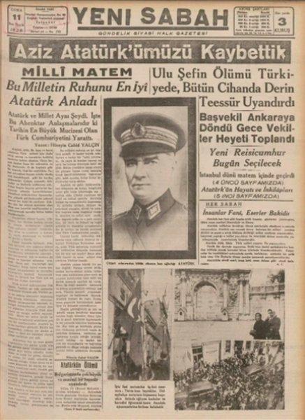 10 Kasım 1938 gazete manşetleri