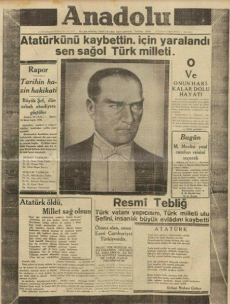 10 Kasım 1938 gazete manşetleri