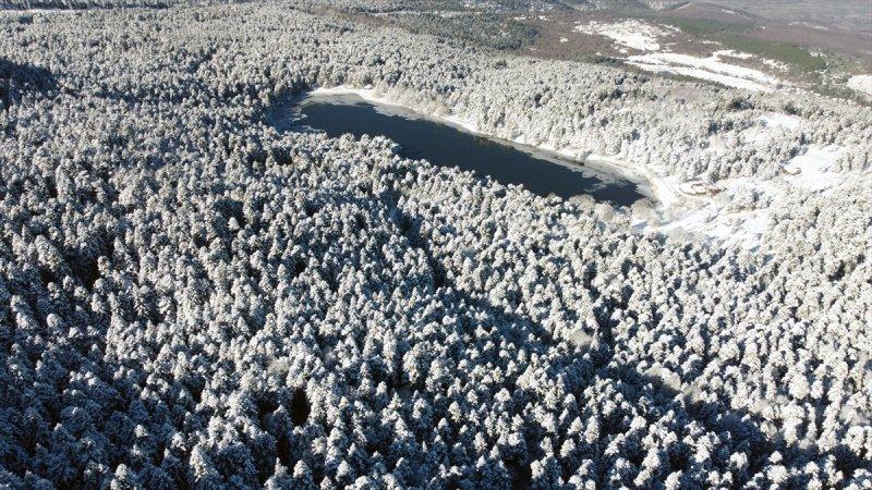 Bolu'da yağan kar görsel şölen oluşturdu