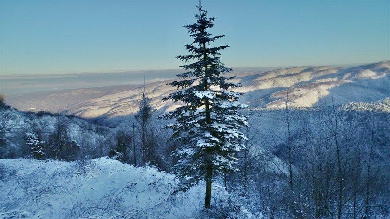 Bolu'da yağan kar görsel şölen oluşturdu