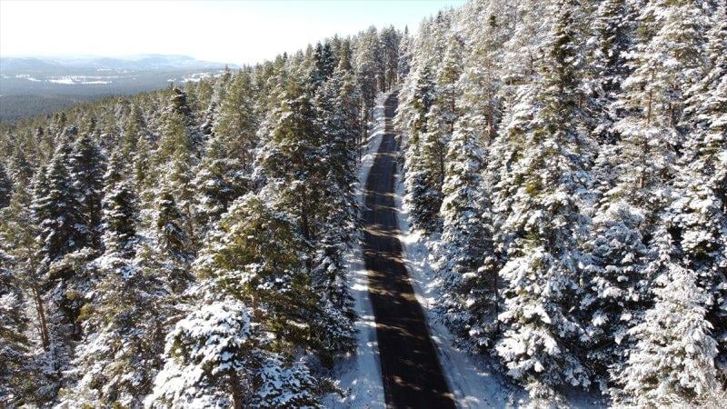 Bolu'da yağan kar görsel şölen oluşturdu