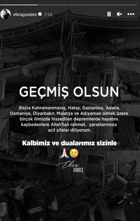Ünlülerden deprem paylaşımları