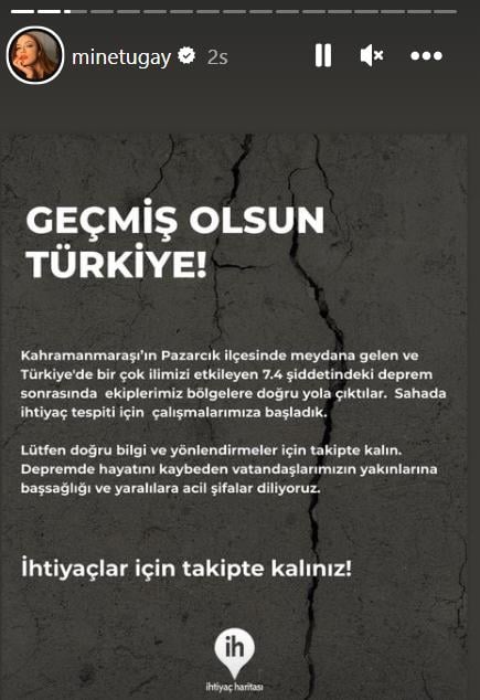 Ünlülerden deprem paylaşımları