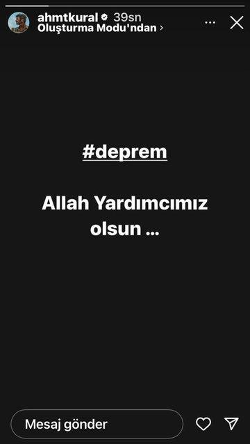 Ünlülerden deprem paylaşımları