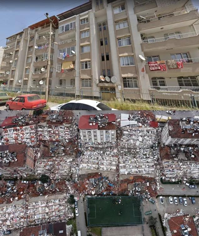 Fotoğrafla Maraş depremi öncesi ve sonrası