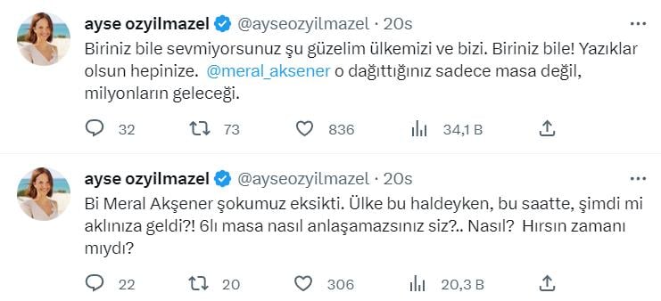 Ünlü isimlerden Meral Akşener'e tepki