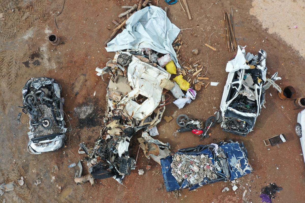 Deprem felaketinde 44'üncü gün! Gaziantep'te enkazdan çıkarılan araçlar toplandı