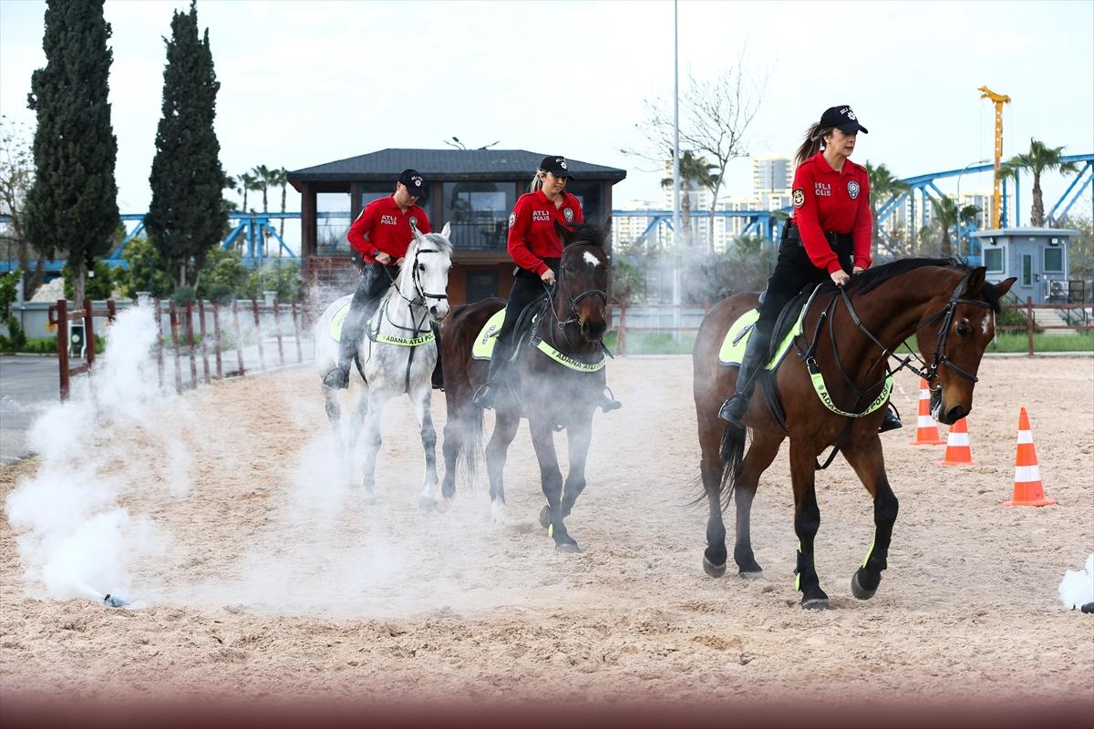 Huzur ve güveni sağlayan atlı polislerin eğitimlerinden kareler