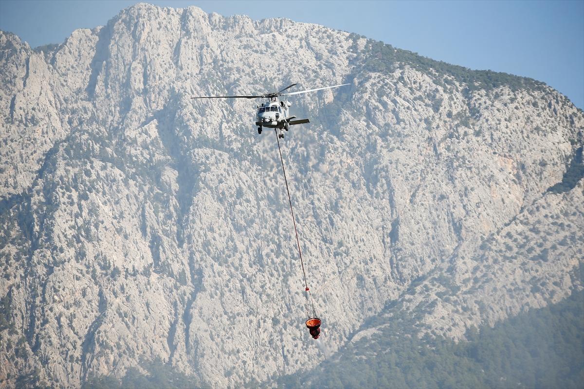 Kemer'deki orman yangınına havadan müdahale