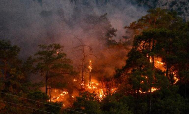 Kemer'deki orman yangınına havadan müdahale