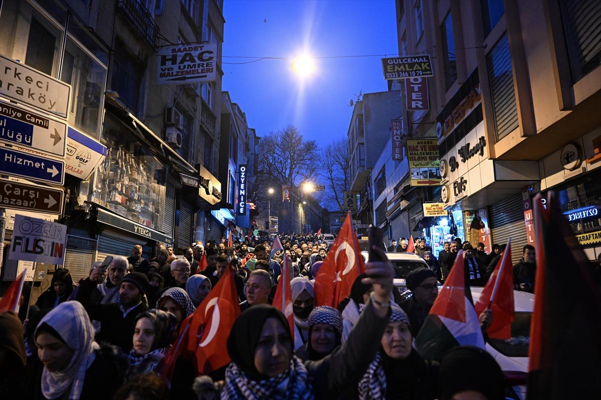İstanbul'da tarihi yürüyüş: Şehitlerimize Rahmet, Filistin'e Destek, İsrail'e Lanet!