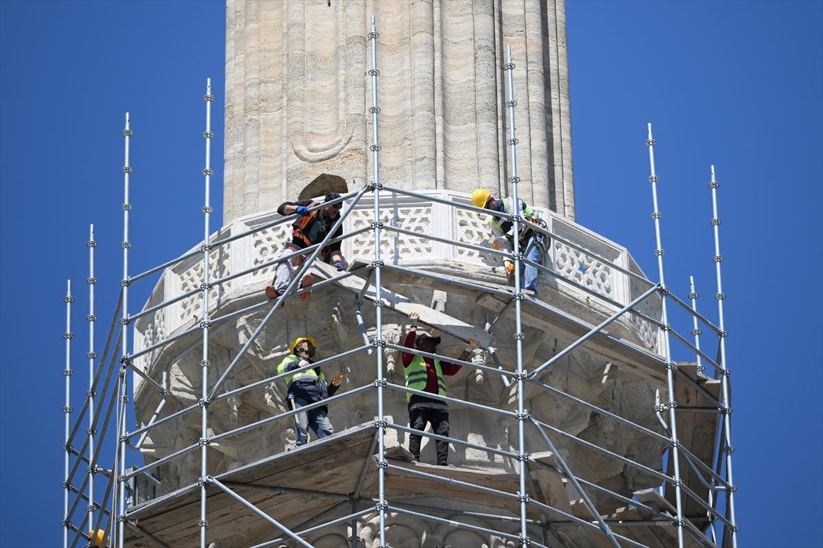 Selimiye Camii'nde 3 minarenin restorasyonu tamamlandı