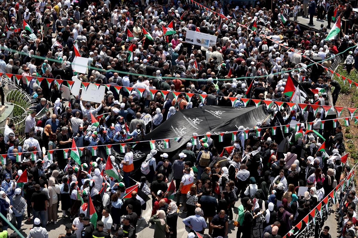 Ramallah'ta Nekbe'nin 76. yıl dönümü anması