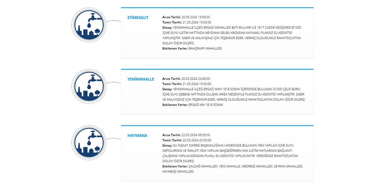 Ankara’da su kesintisi saatler sürecek! İşte 21 Mayıs ASKİ su kesinti listesi